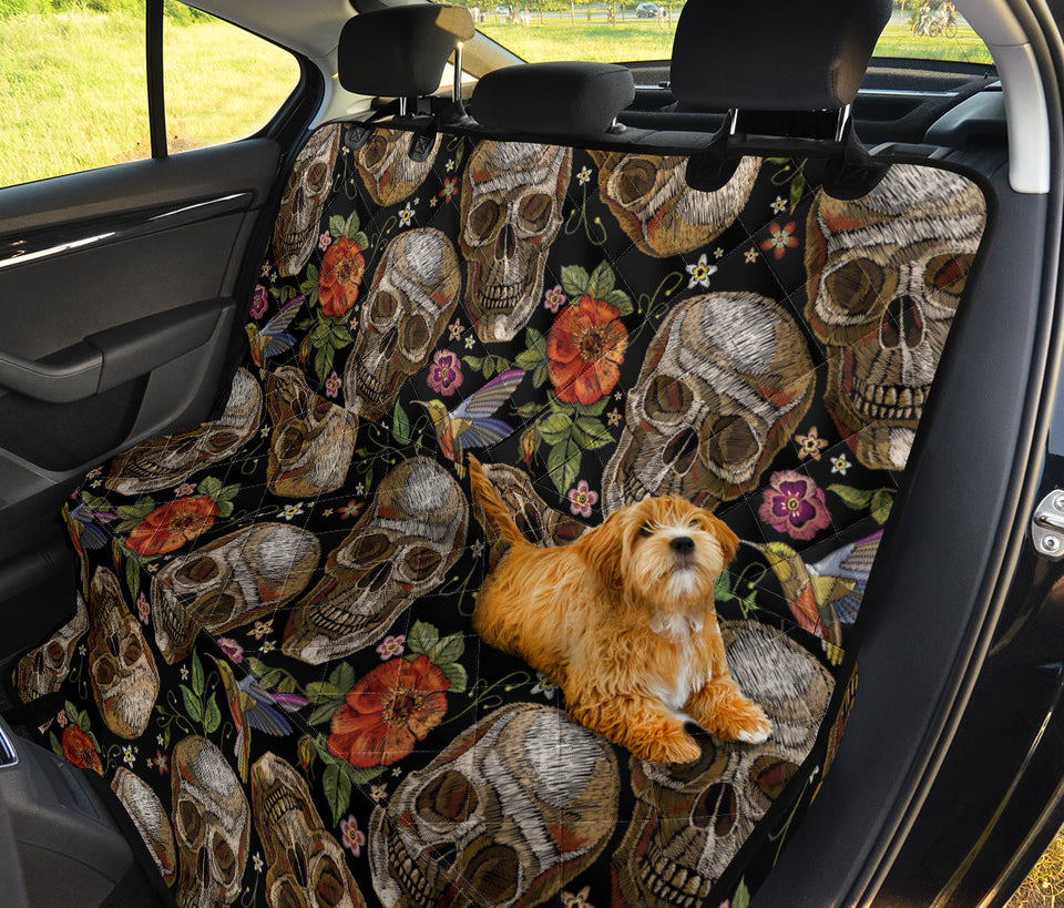 Skull Rose Humming Bird Flower Pattern Dog Car Seat Covers