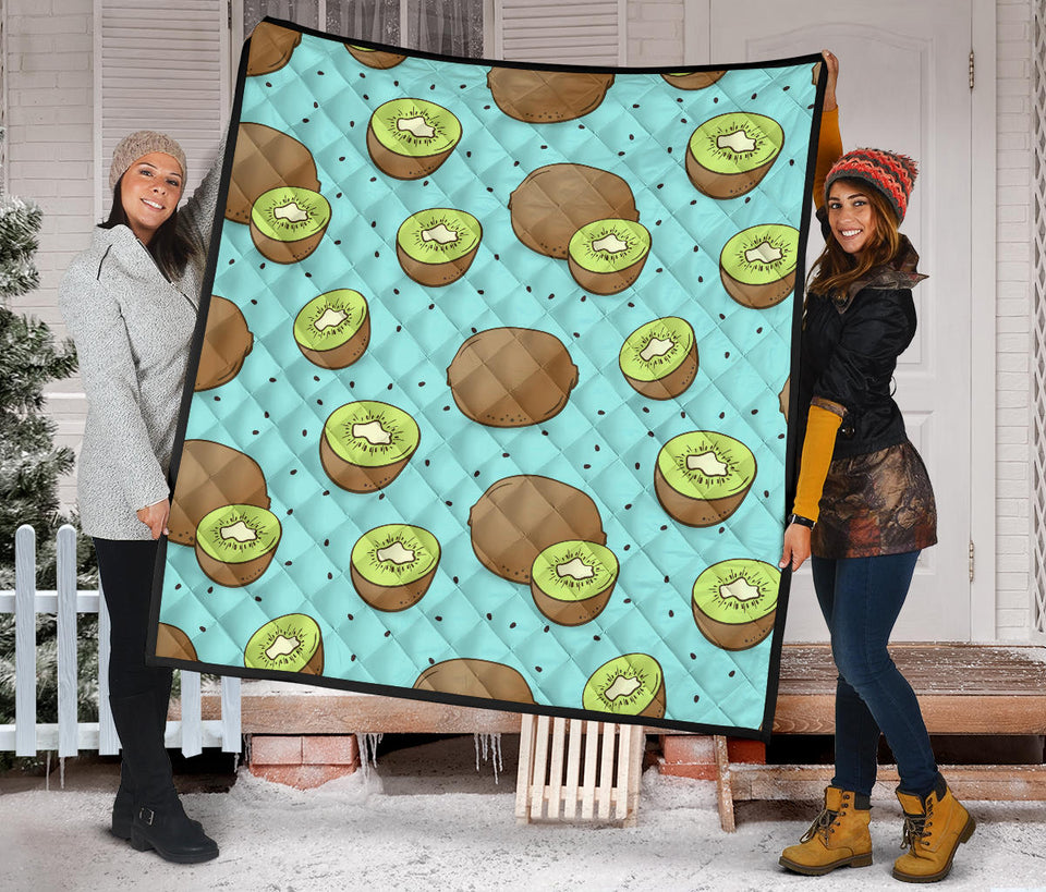 Kiwi Blue Background Premium Quilt