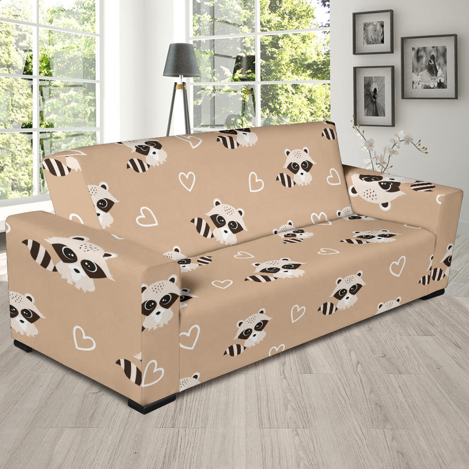 Cute Raccoon Heart Pattern Sofa Slipcover