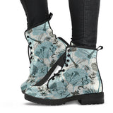 Dragonfly Butterfly Plants Insect Flower Vintage Style Pattern Leather Boots