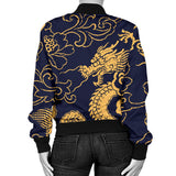 Gold Dragon Pattern Women'S Bomber Jacket