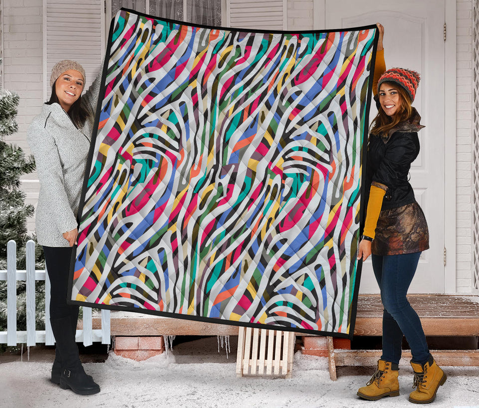 Colorful Zebra Skin Pattern Premium Quilt