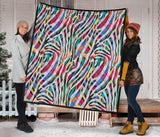 Colorful Zebra Skin Pattern Premium Quilt