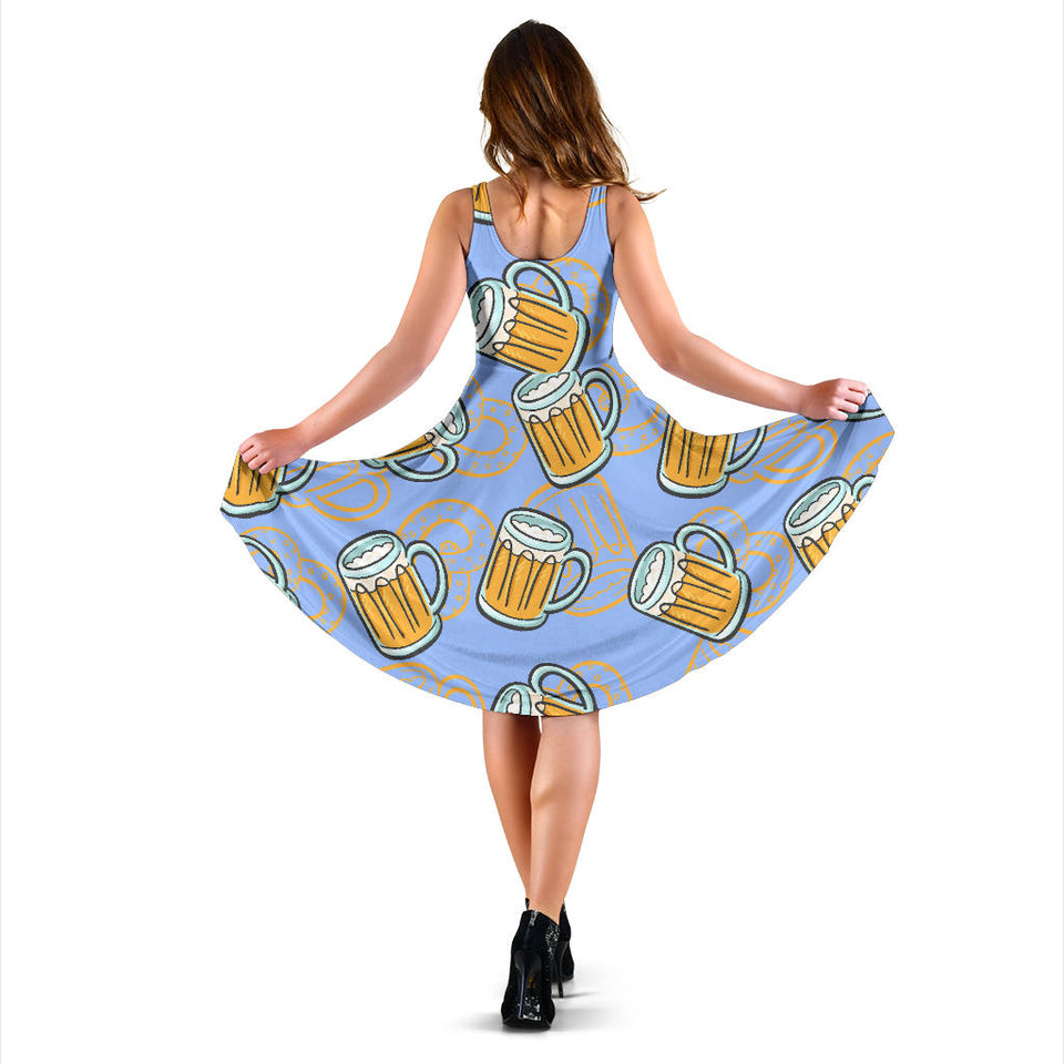 Beer Pattern Sleeveless Midi Dress