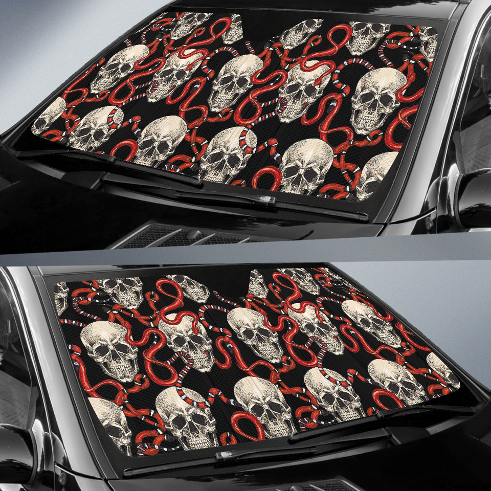 Red Snake Skull Pattern Car Sun Shade