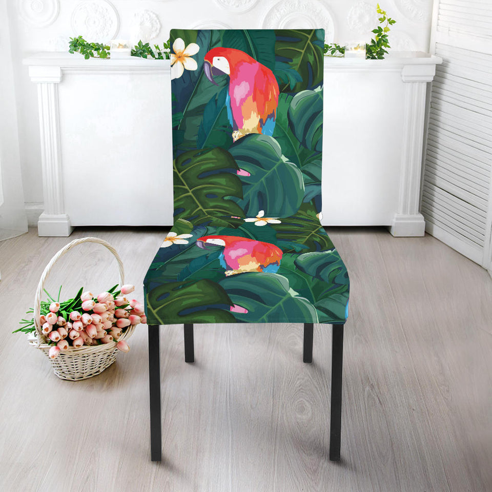 Parrot Palm Tree Leaves Flower Hibiscus Pattern Dining Chair Slipcover