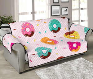 Donut pattern glaze pink background Sofa Cover Protector