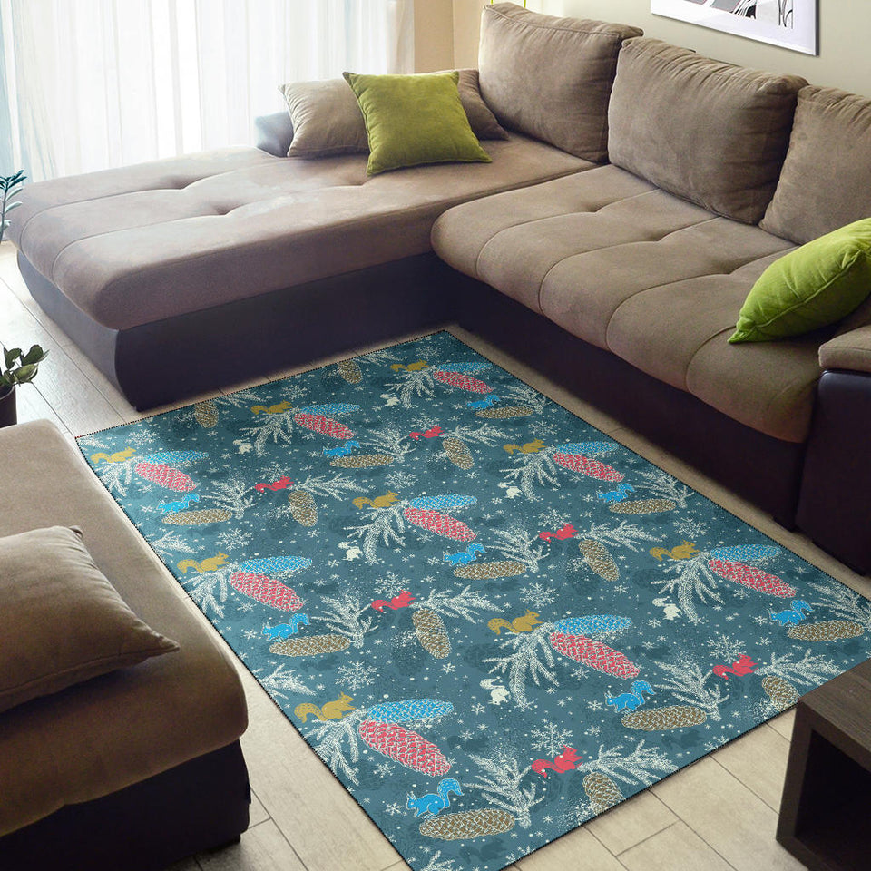 Squirrel Pattern Print Design 01 Area Rug