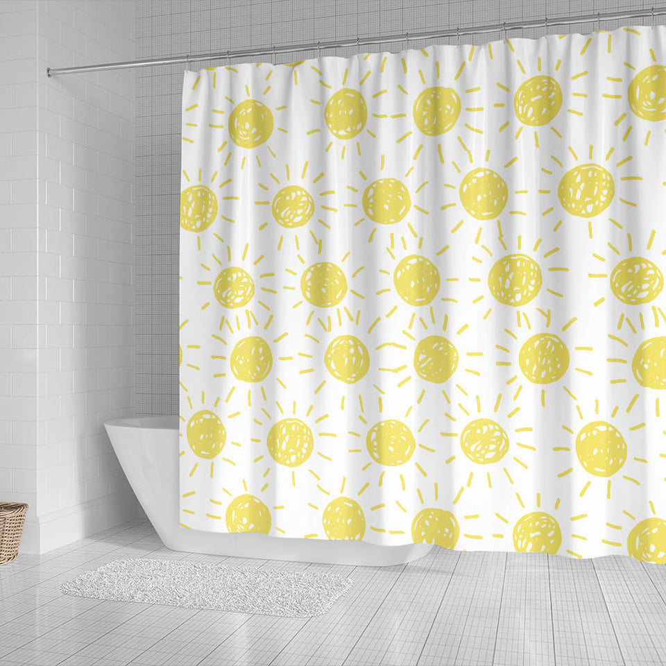 Hand Drawn Sun Pattern Shower Curtain Fulfilled In US