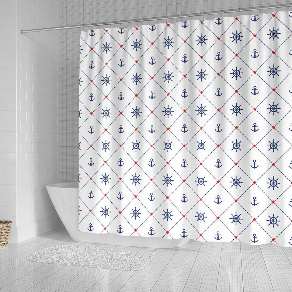 Anchor Rudder Nautical Design Pattern Shower Curtain Fulfilled In US