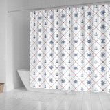 Anchor Rudder Nautical Design Pattern Shower Curtain Fulfilled In US