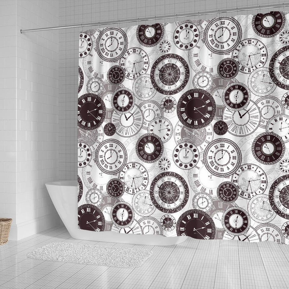 Classic Vintage Clock Pattern Shower Curtain Fulfilled In US