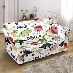 Cute Dinosaurs Pattern Loveseat Couch Slipcover