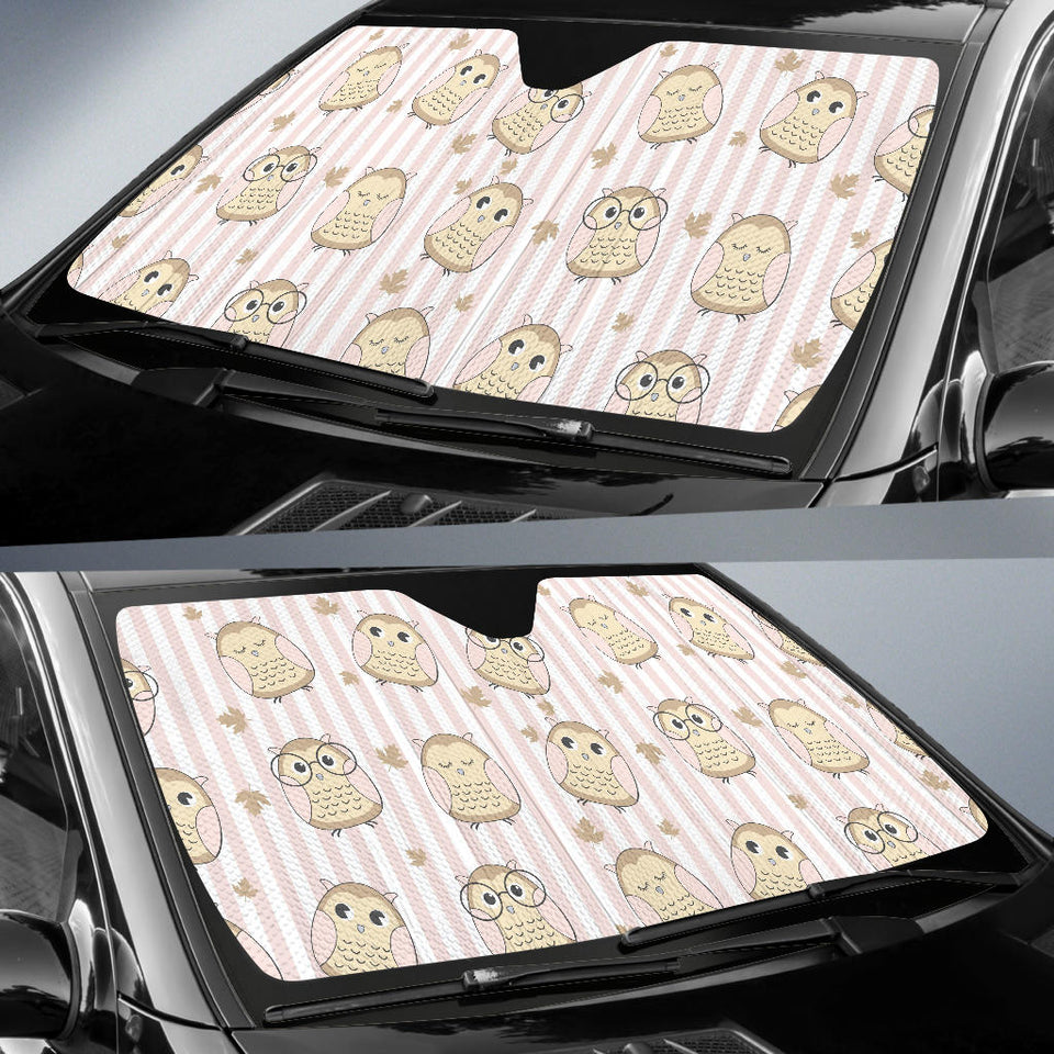 Cute Owl Leaf Car Sun Shade