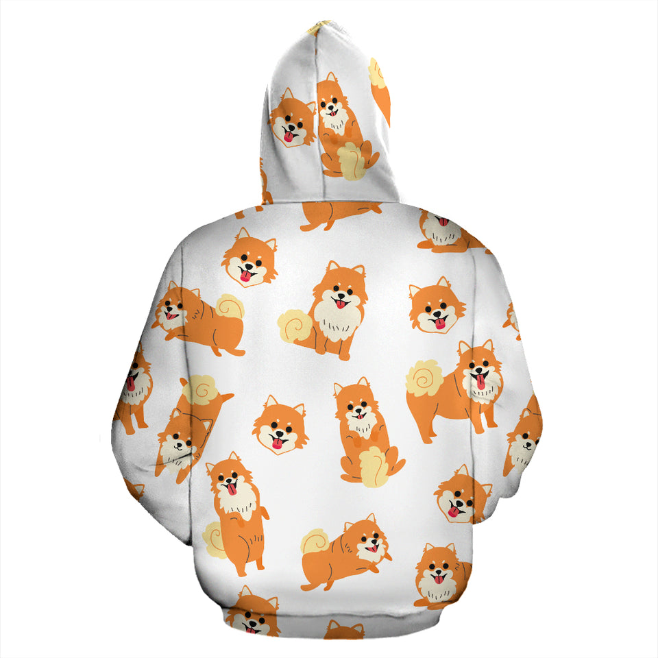 Brown Pomeranian Pattern Zip Up Hoodie