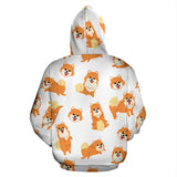 Brown Pomeranian Pattern Zip Up Hoodie