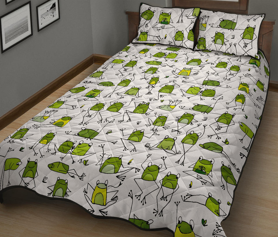 Sketch funny frog pattern Quilt Bed Set
