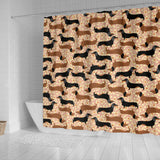 Dachshund Floral Background Shower Curtain Fulfilled In US