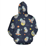 Cute Sloth Astronaut Star Planet Rocket Pattern Men Women Pullover Hoodie