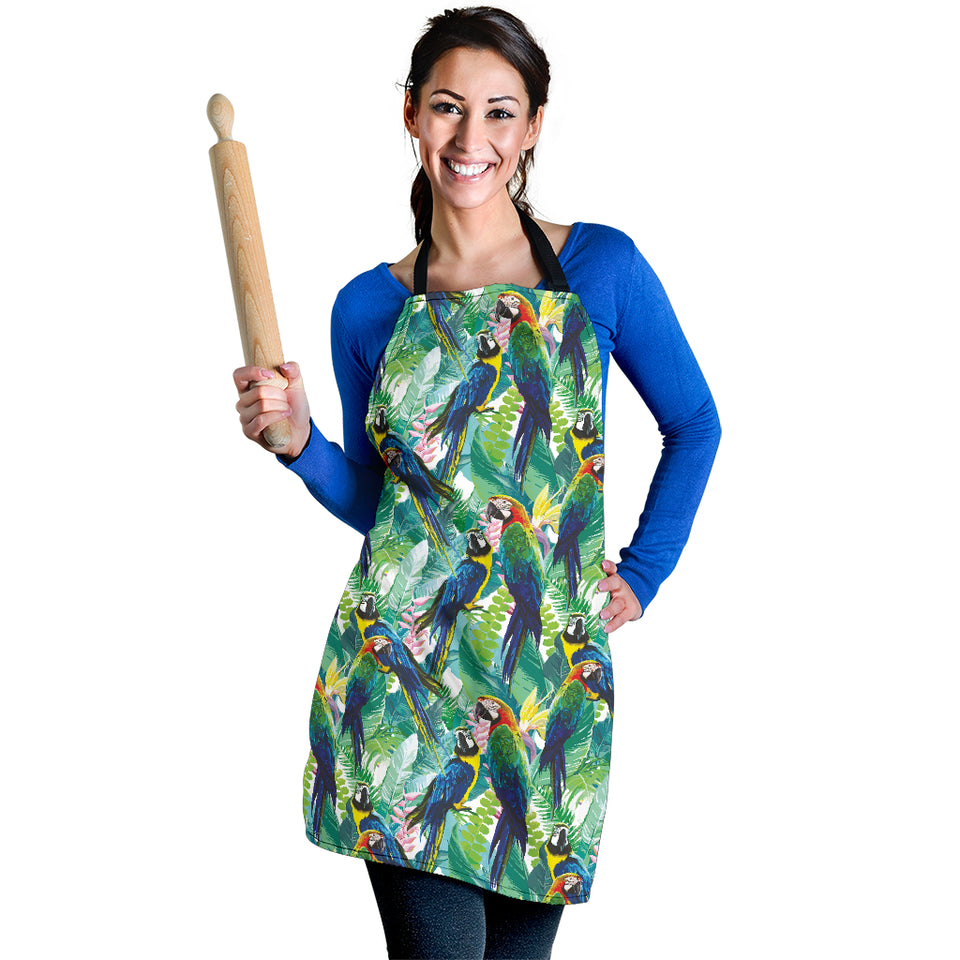 Colorful Parrot Exotic Flower Leaves Adjustable Apron