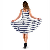 Anchor Rope Nautical  Pattern Sleeveless Midi Dress
