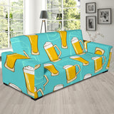 Beer Pattern Green Background Sofa Slipcover