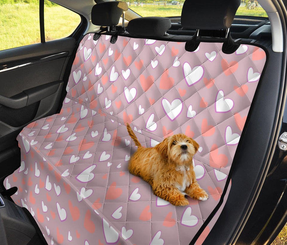 Coral White Heart Pattern Dog Car Seat Covers