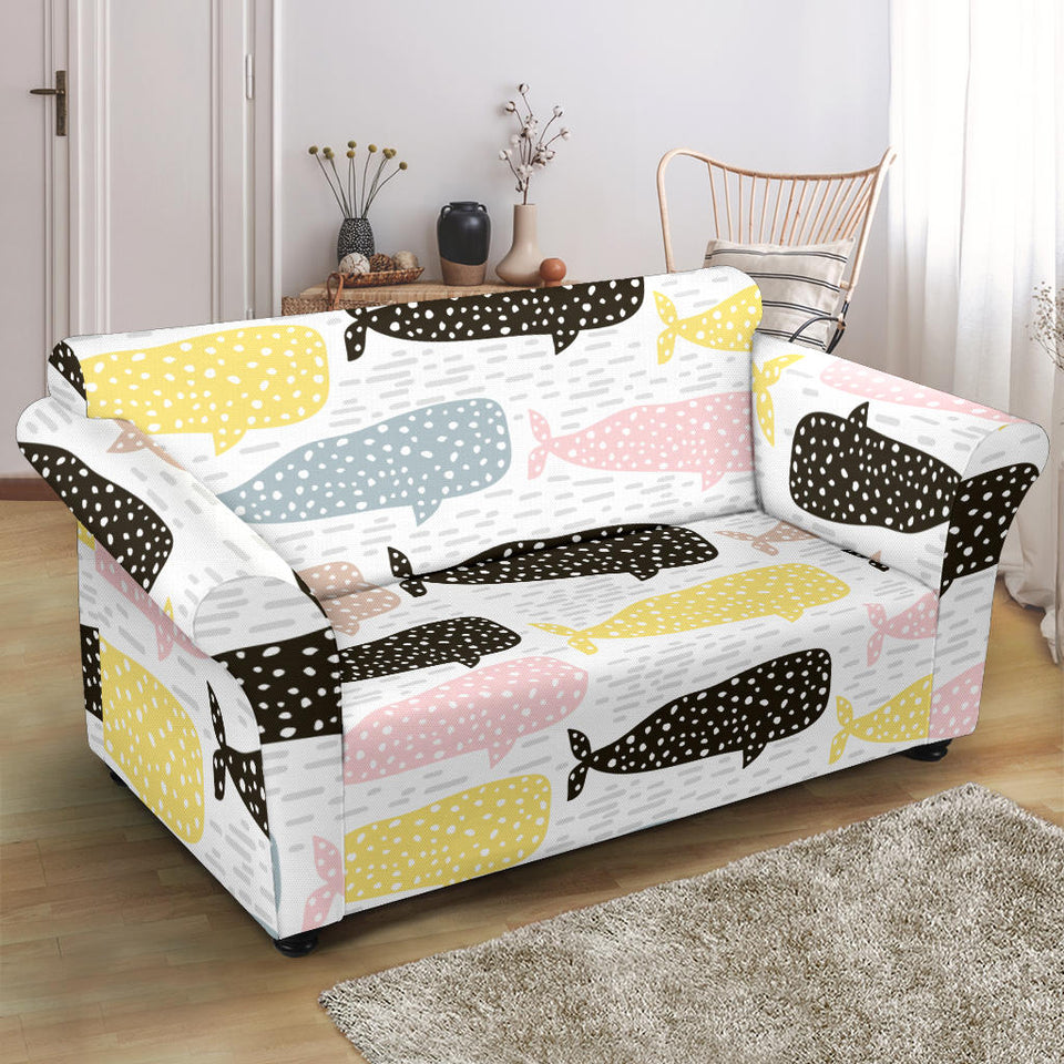 Whale Dot Pattern Loveseat Couch Slipcover