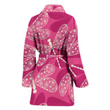 Beautiful Dragonfly Pink Background Women'S Bathrobe