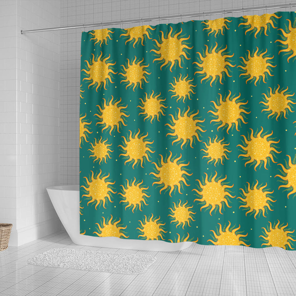 Sun Green Background Shower Curtain Fulfilled In US