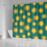 Sun Green Background Shower Curtain Fulfilled In US
