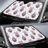 Cute Pug Hat Rabbit Costume Pattern Car Sun Shade
