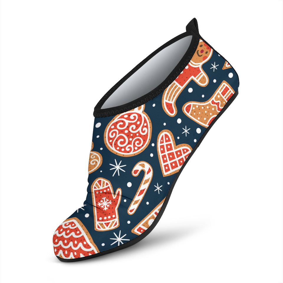 Christmas Gingerbread Cookie Pattern Aqua Shoes