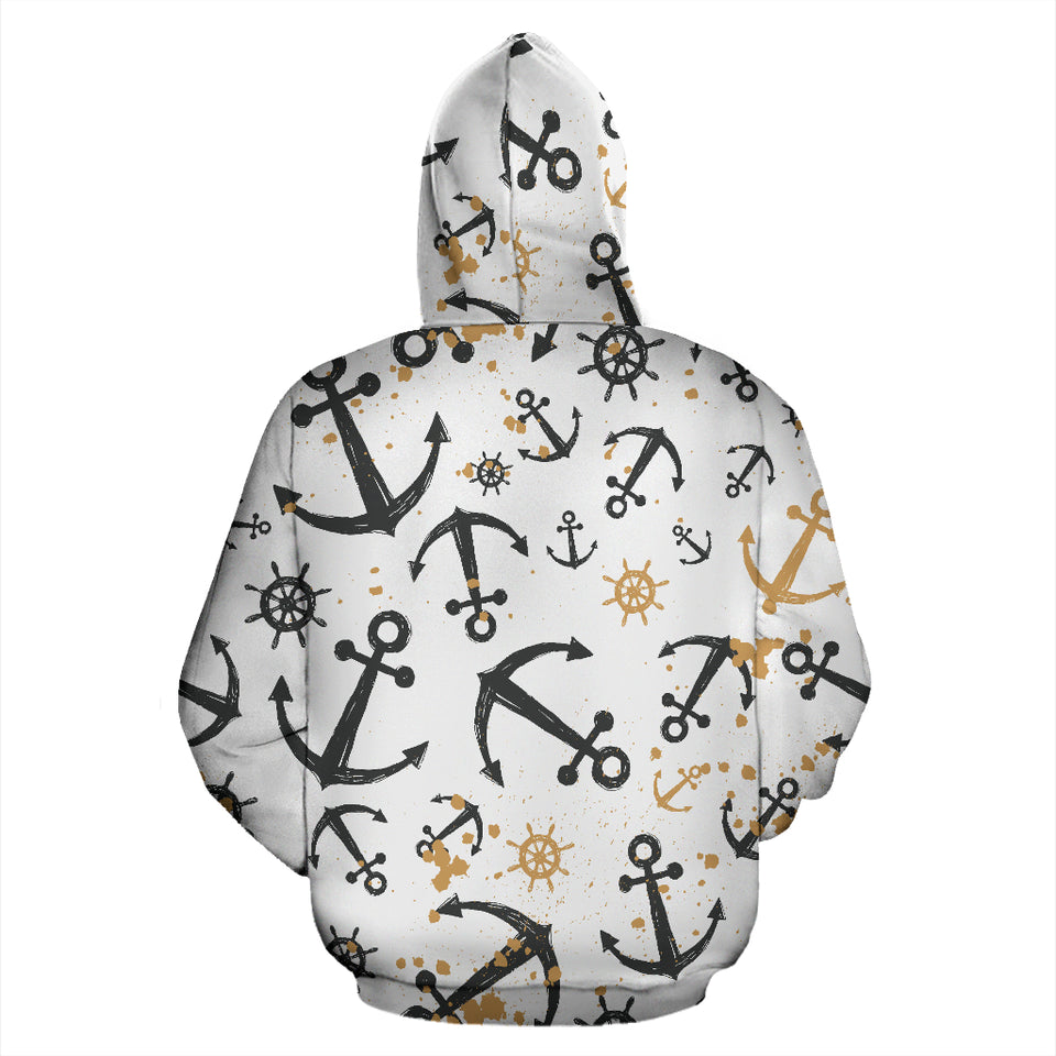 Anchors Rudders Pattern Zip Up Hoodie