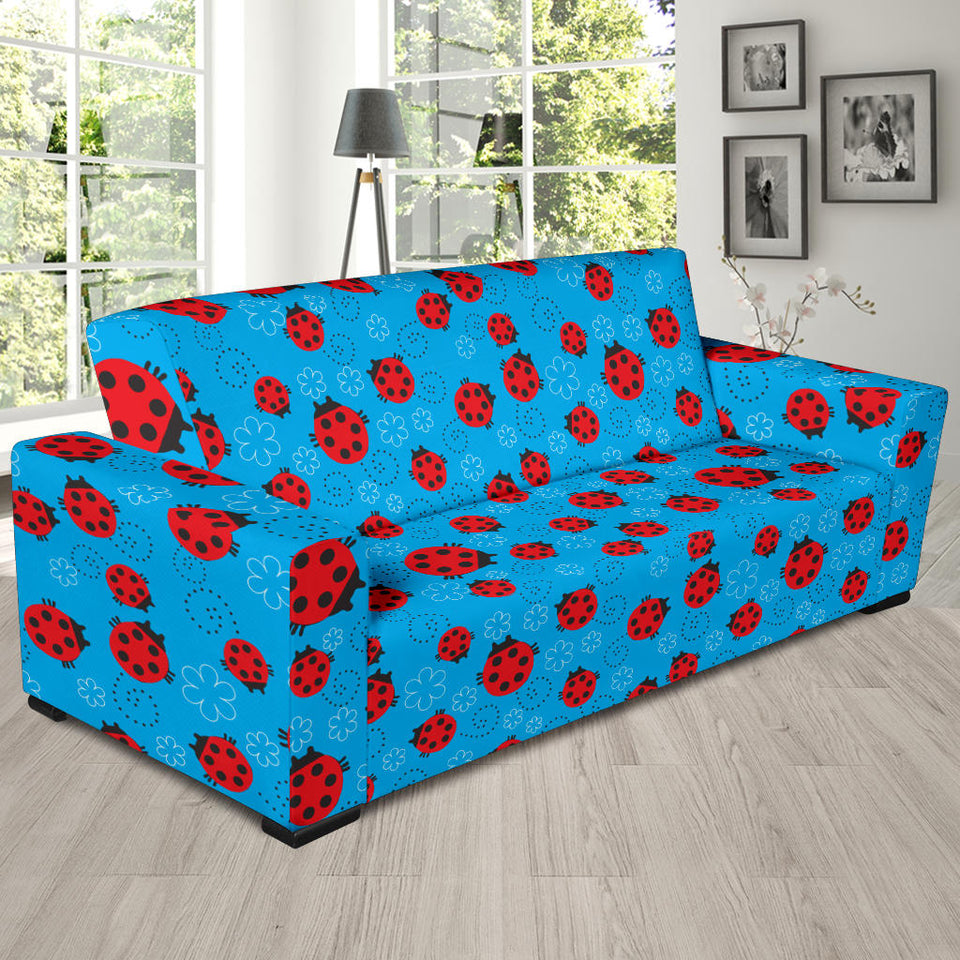Ladybug Pattern Print Design 02 Sofa Slipcover