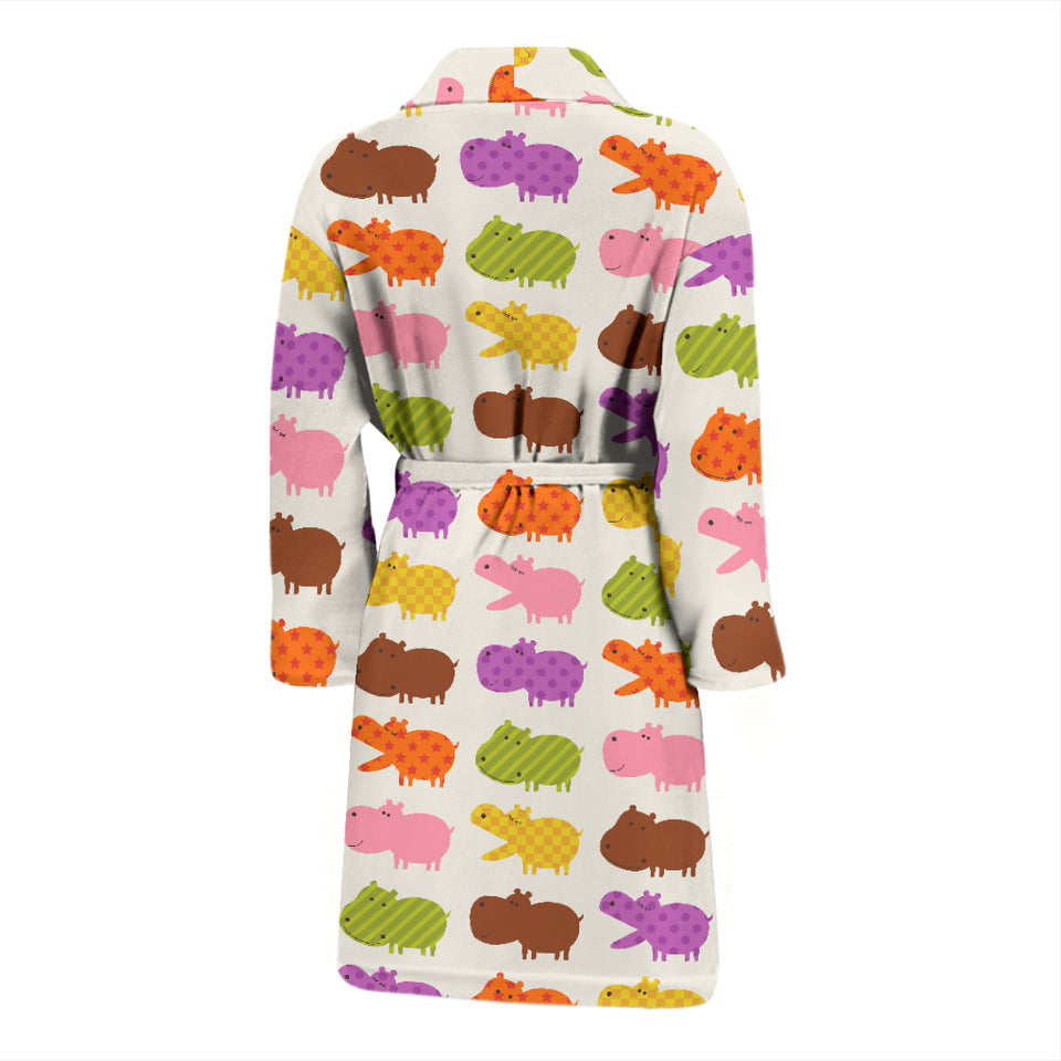 Hippopotamus Pattern Print Design 01 Men's Bathrobe