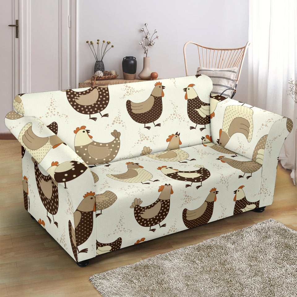 Cute Rooster Chicken Cock Loveseat Couch Slipcover