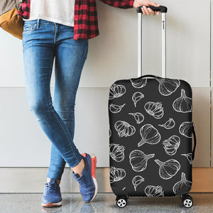 Garlic Pattern Black Background Luggage Covers