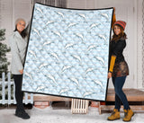Dolphin Blue Striped Background Premium Quilt