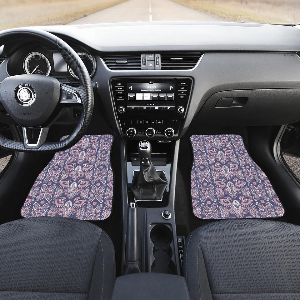 Indian Batik Style Pattern Front And Back Car Mats