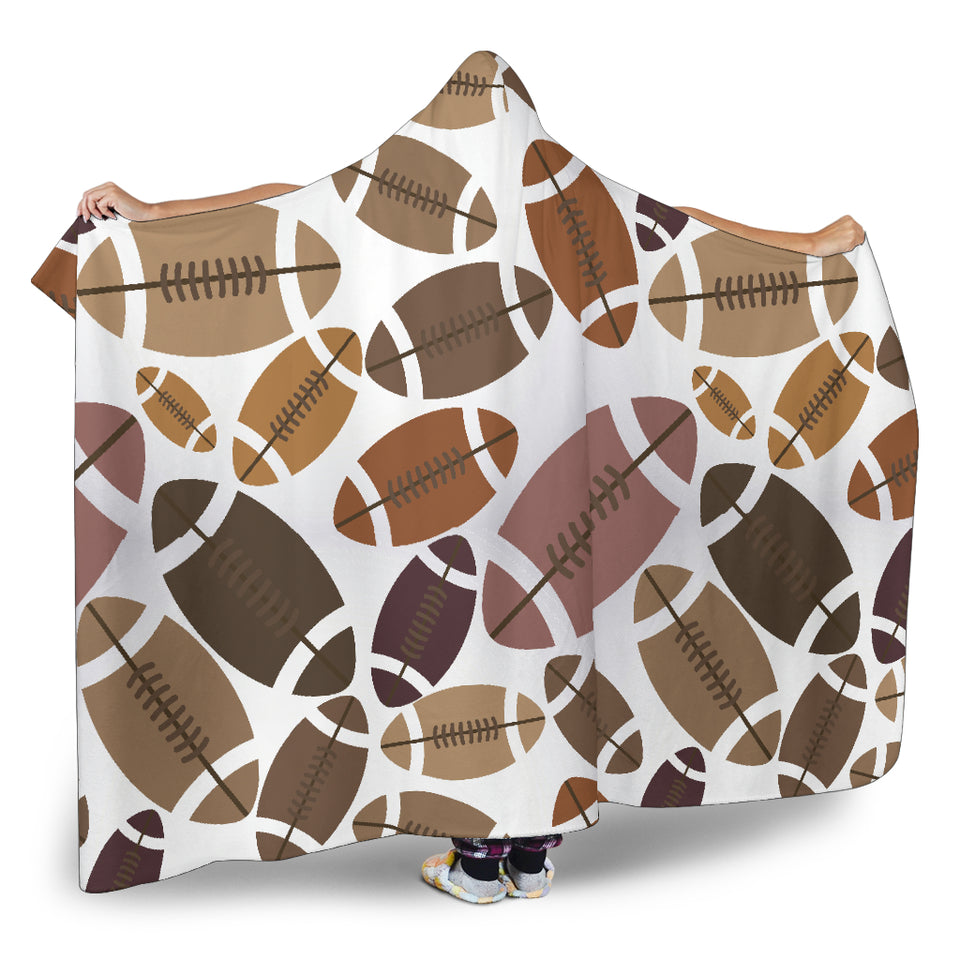 American Football Ball Pattern Hooded Blanket