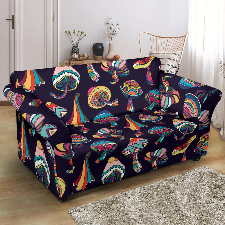 Colorful Mushroom Pattern Loveseat Couch Slipcover