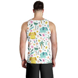 Cute elephants palm tree flower butterfly pattern Men Tank Top