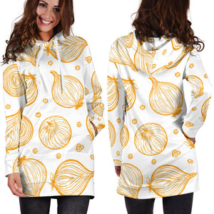 Hand Drawn Onion Pattern Women'S Hoodie Dress