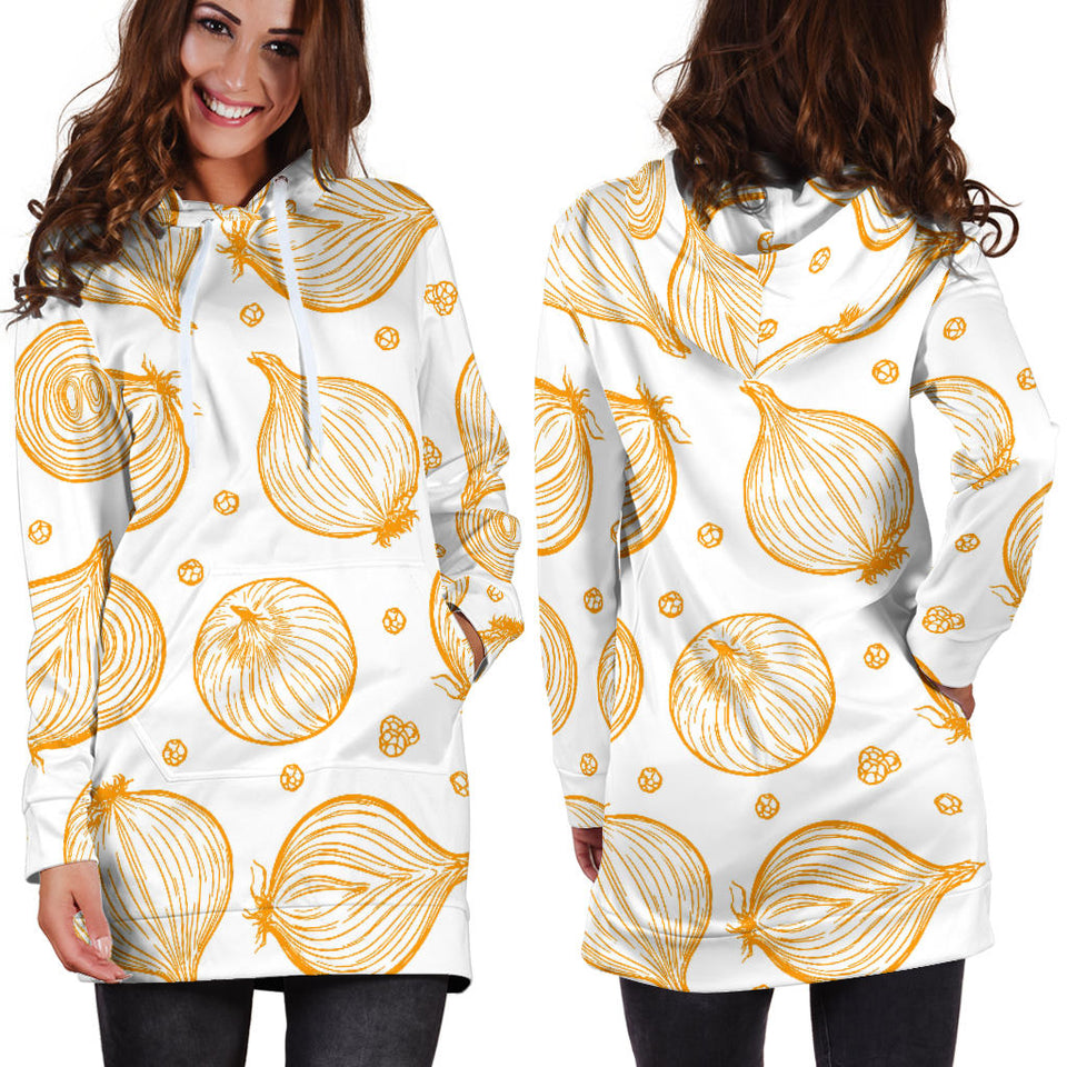 Hand Drawn Onion Pattern Women'S Hoodie Dress