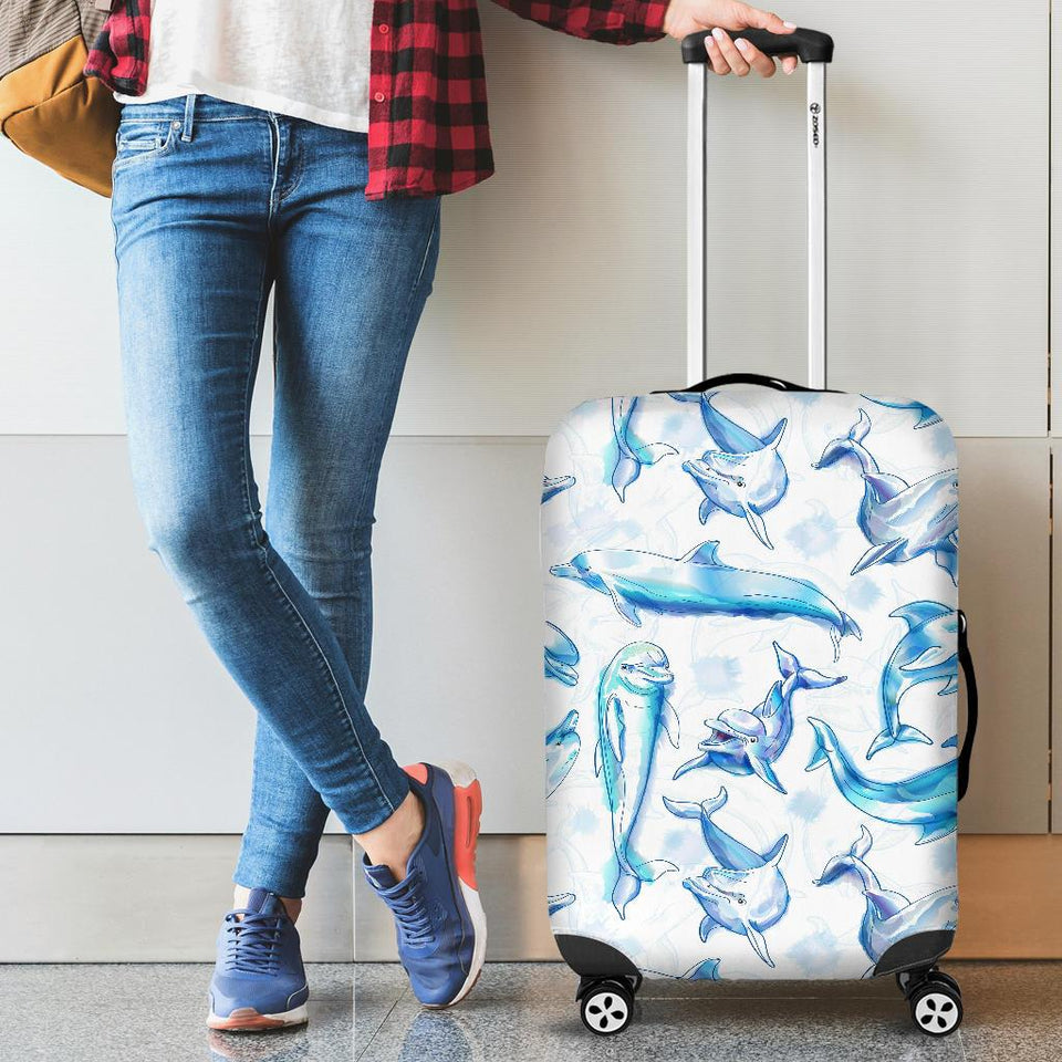 Watercolor Dolphin Pattern Cabin Suitcases Luggages