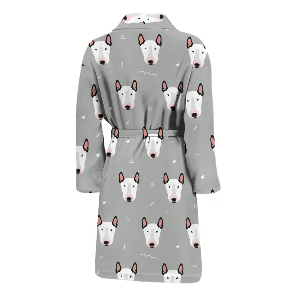Bull Terrier Pattern Print Design 05 Men's Bathrobe