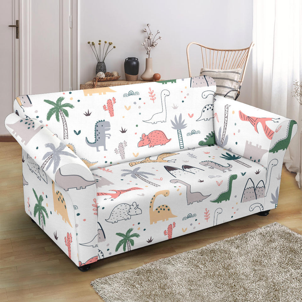 Cute Cartoon Dinosaurs Tree Pattern Loveseat Couch Slipcover