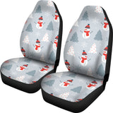 Snowman Christmas  Tree Snow Gray Background  Universal Fit Car Seat Covers