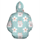 Maneki Neko Cat Sakura Zip Up Hoodie